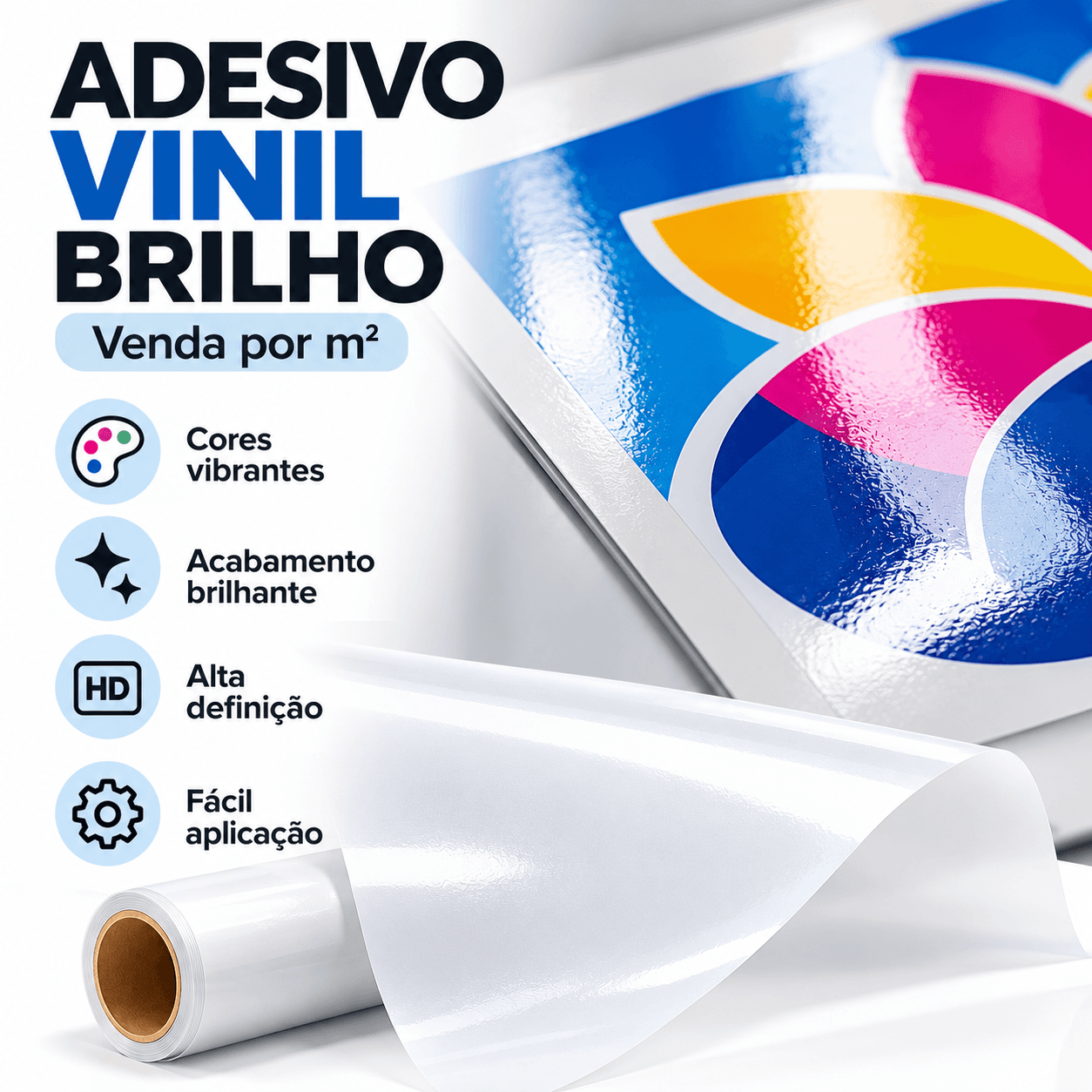 Adesivo vinil brilho por m²