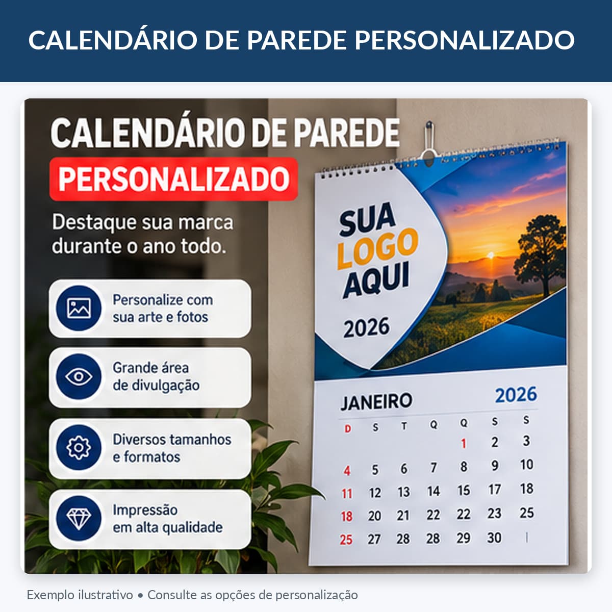 Calendário de parede personalizado
