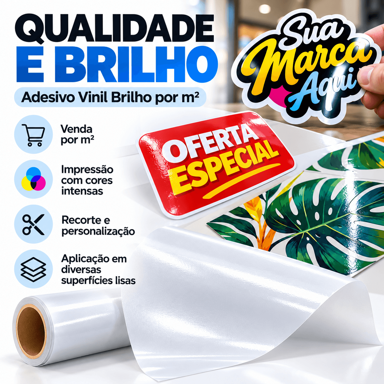 Adesivo vinil brilho por m², miniatura 2