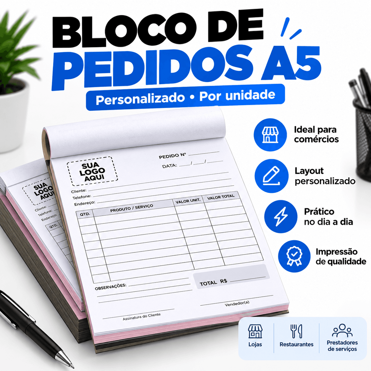 Bloco de pedidos A5