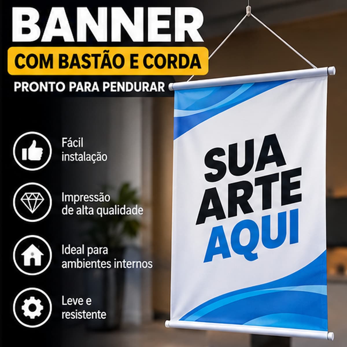 Banner com bastão e corda